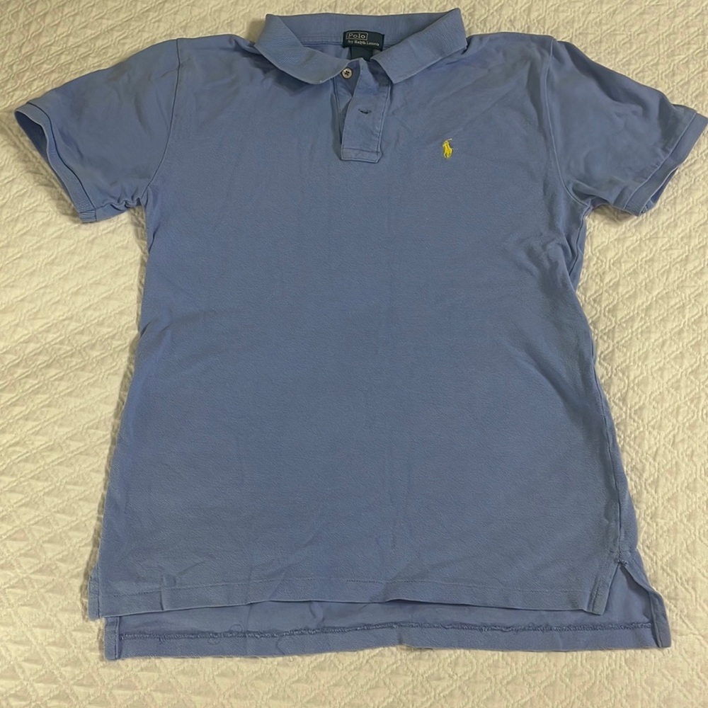 Polo Ralph Lauren boys XL 18-20 blue yellow logo knit golf shirt